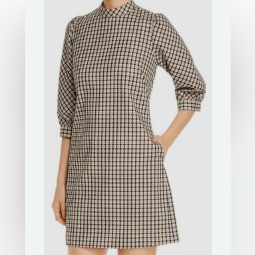 Elie Tahari Emilia Brown Sheath Dress with Mock Neck